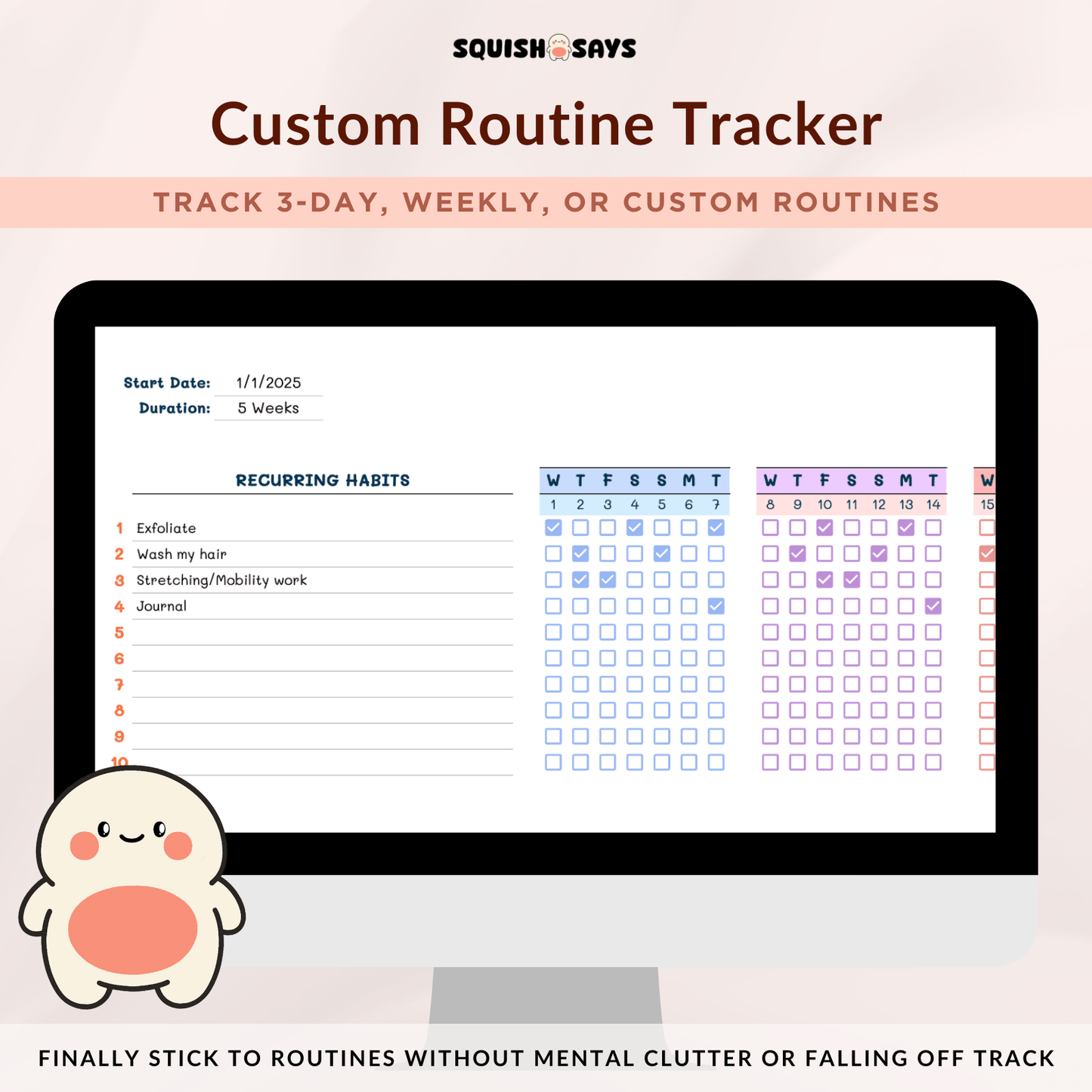 Custom Routine Tracker - Squishsays