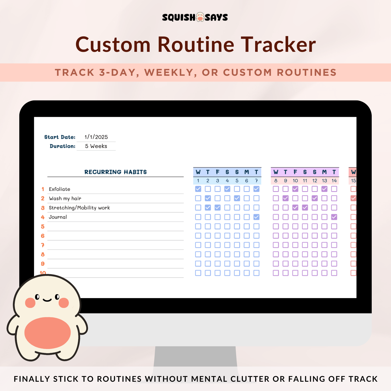 Custom Routine Tracker - Squishsays