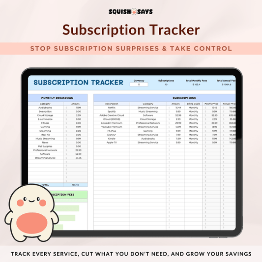Subscription Tracker - Squishsays